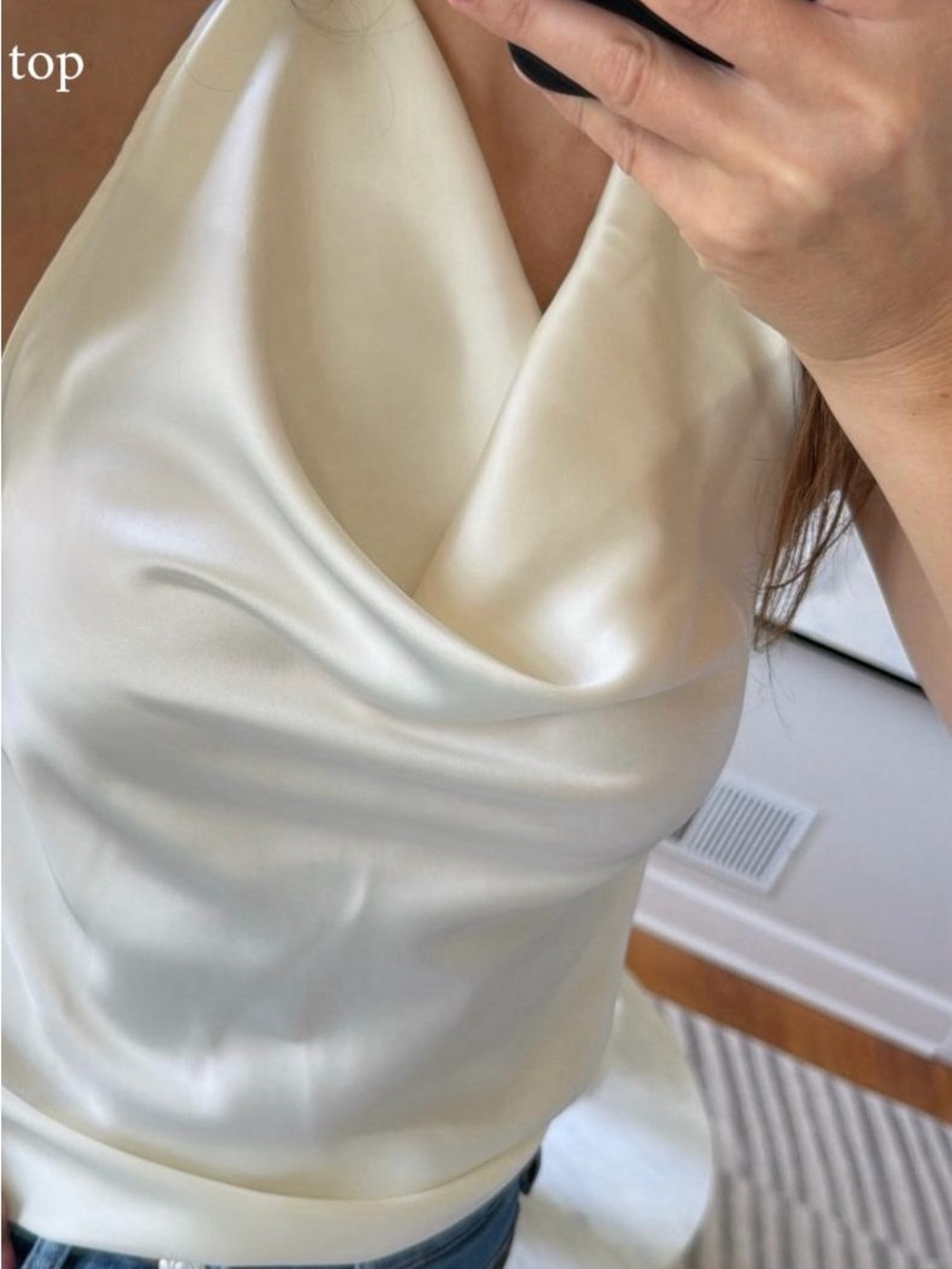 Cream Satin Cowl Neck Top Rachel Zoe NWT
